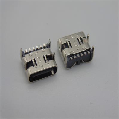 HJC-TC-011 USB-TYPE-C 四脚前插后贴6P有弹母座 L=6.85